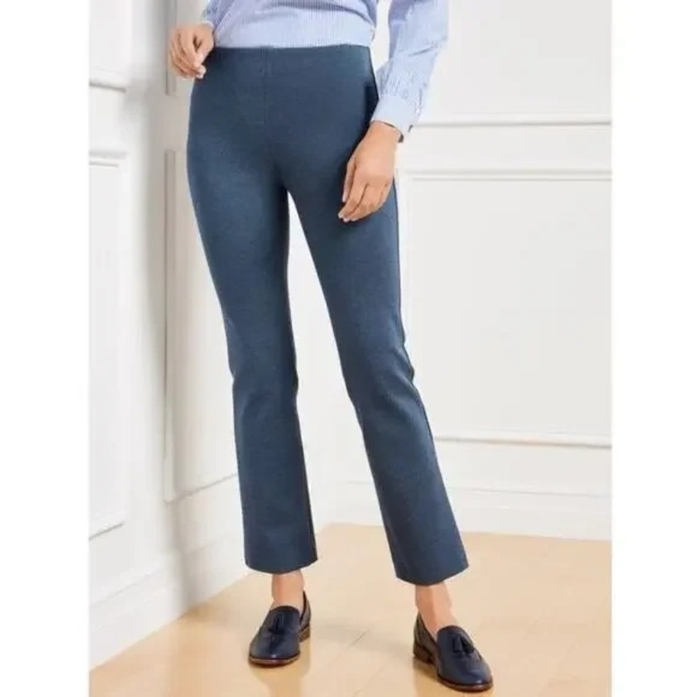 Talbots Montauk Pant Women's 12 Blue Heather Flare Leg High Rise Ankle NWT $129